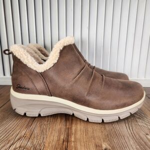 Skechers Easy Going Sweet Treasure Bootie Womens Sz 8 Chocolate Brown Boho Boots